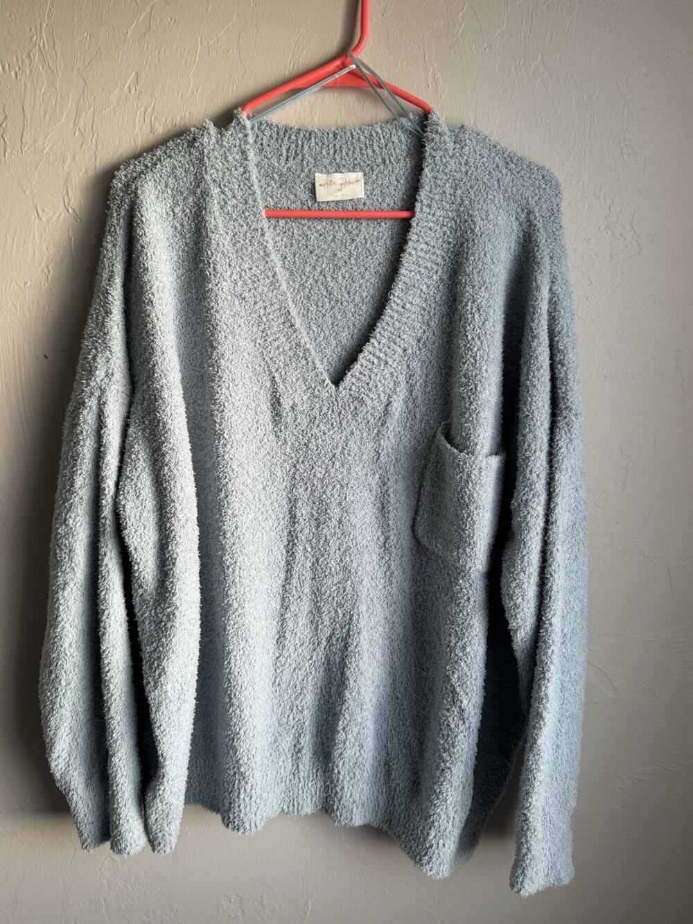 Allie Rose Womens Plus Size 2X Fuzzy Super Soft Cozy Winter Sweater Light Blue